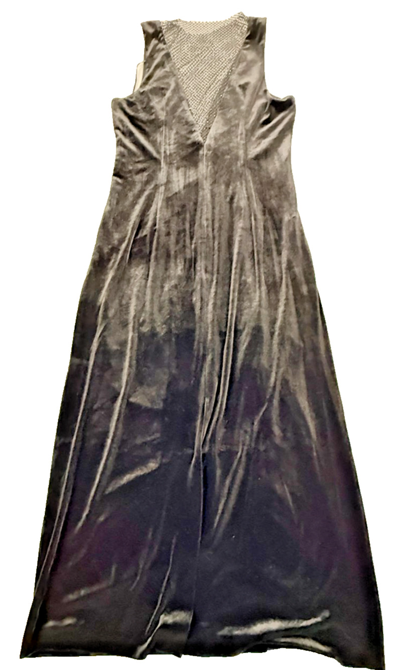 NWT Donna Morgan Black Velvet Evening Dress Size 10 Sleeveless V Neck MSRP $158